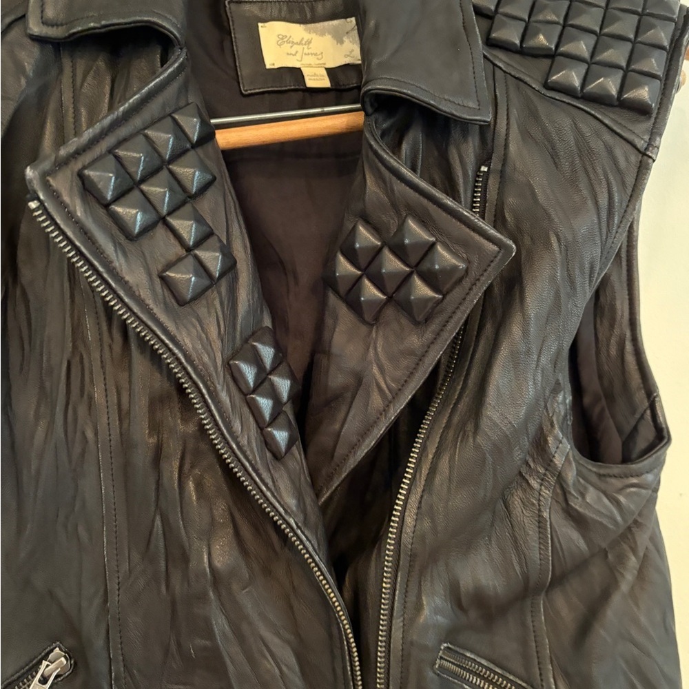 Elizabeth and James Black Studded LEATHER Vest - Picture 3 of 6